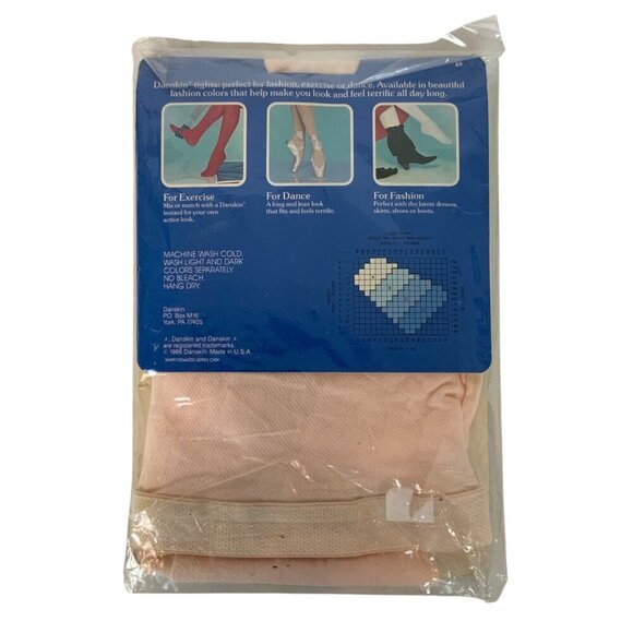 Danskin Classic Tights Cotton Crotch Theatrical Pink Size Large Vintage 1986 - Picture 2 of 3